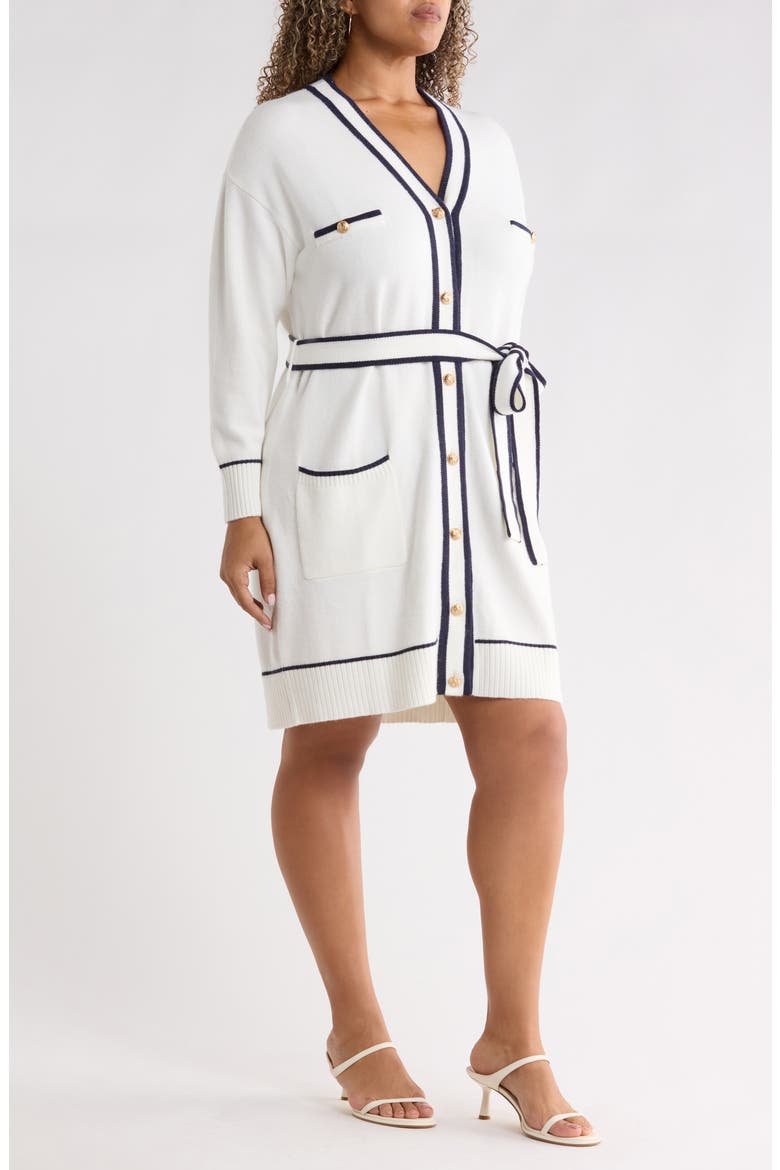 Lovely Jewel Button Cardigan, Alternate, color, IVORY NAVY