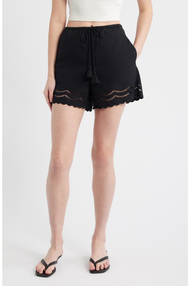 Armanda Cotton Shorts, Main, color, BLACK EMBROIDERY