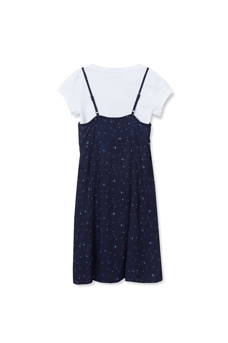 Girls Slip Dress with Short Sleeve Tee, Alternate, color, Navy Starburst