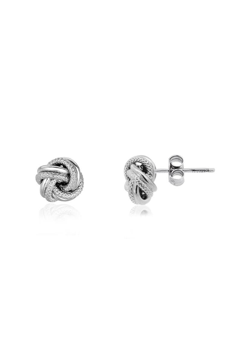 Textured Knot Stud Earrings, Main, color, Sterling Silver