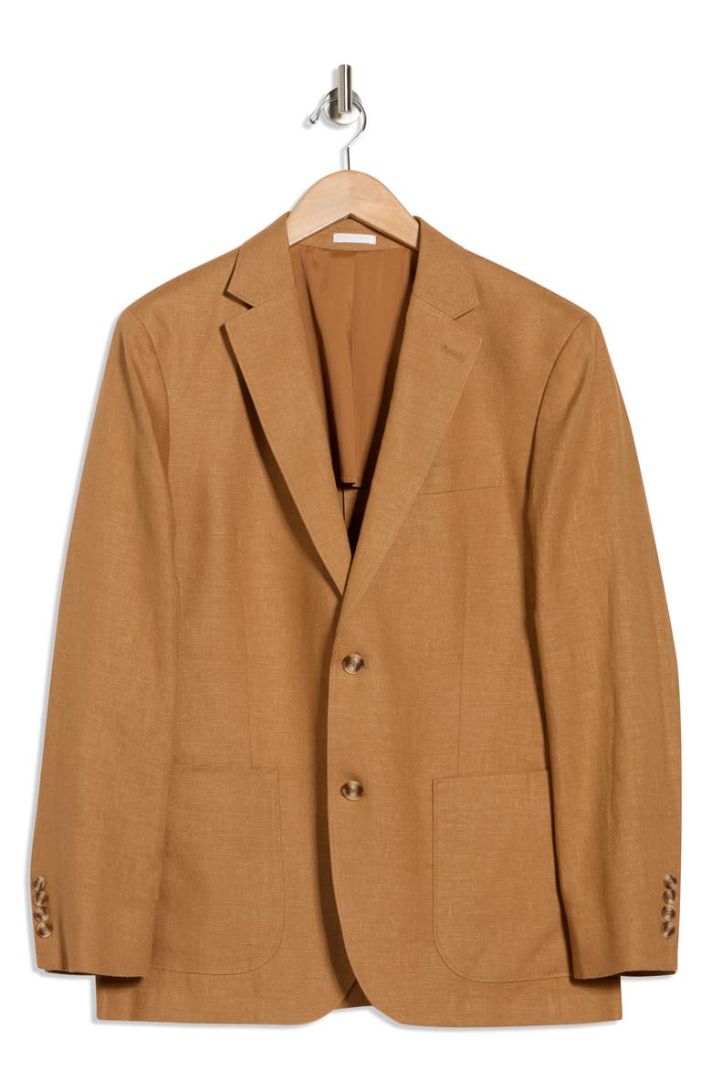 NORDSTROM RACK Solid Notch Lapel Linen Sport Coat, Alternate, color, Brown Saddle