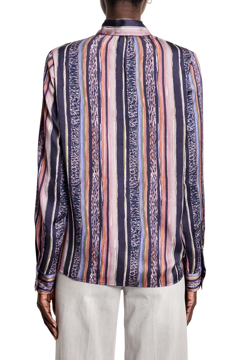 Animal Stripe Half Button Shirt, Alternate, color, INDIGO MULTI