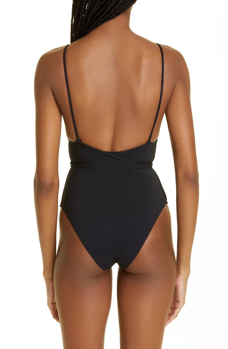 TOTEME V-Neck One-Piece Wrap Swimsuit, Alternate, color, 