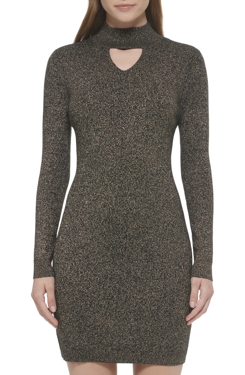 Tommy Hilfiger Keyhole Metallic Long Sleeve Sweater Dress, Alternate, color, 