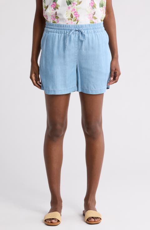 Chambray All Day High Rise Pull-On Shorts