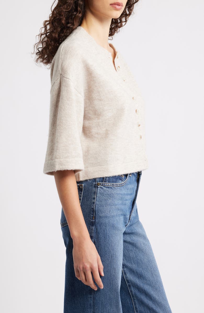 525 america Cassidy Three Quarter Sleeve Cardigan, Alternate, color, Cashew Heather