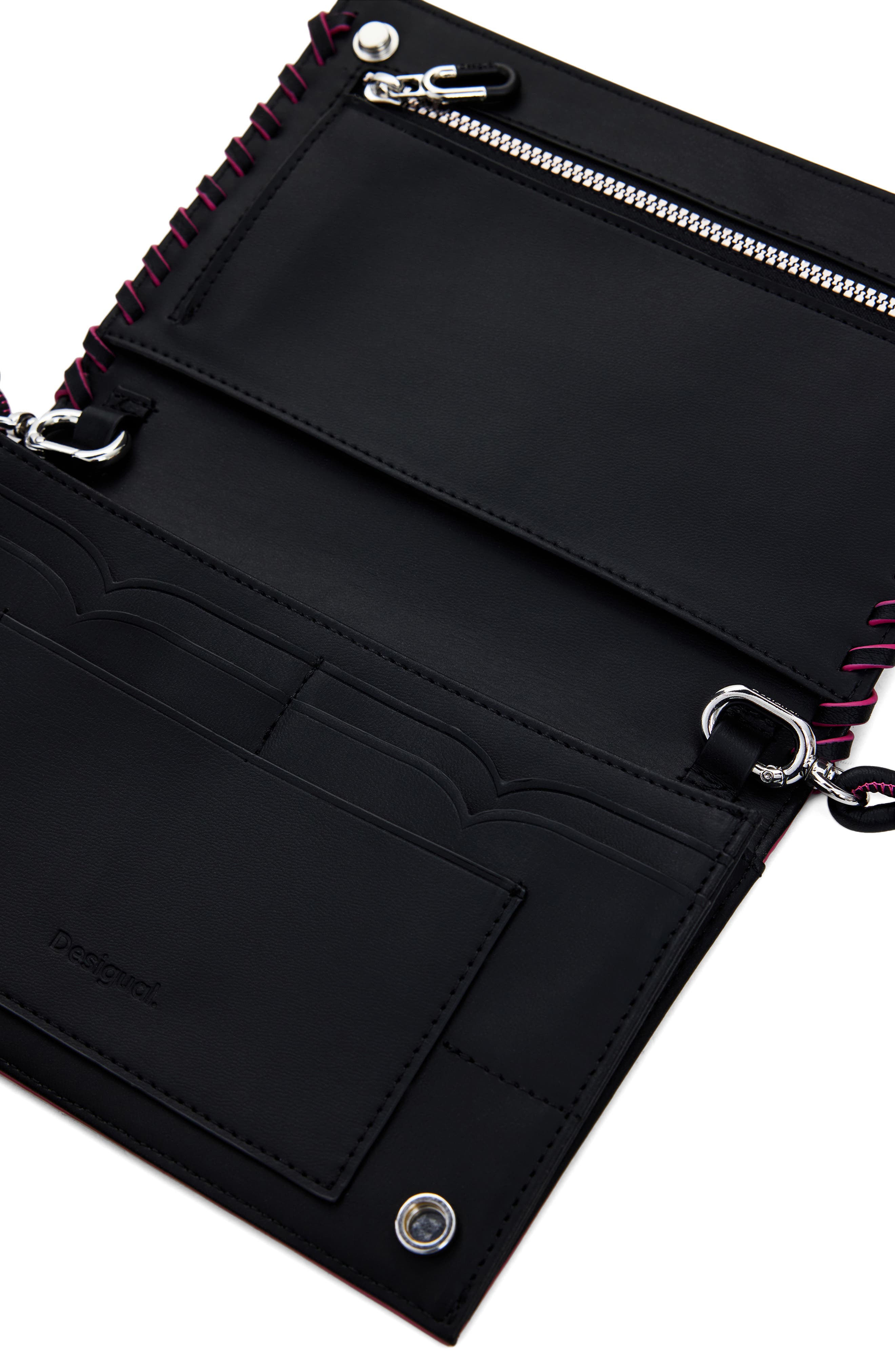 Desigual Others Faux Leather Wallet on a Strap, Alternate, color, Black