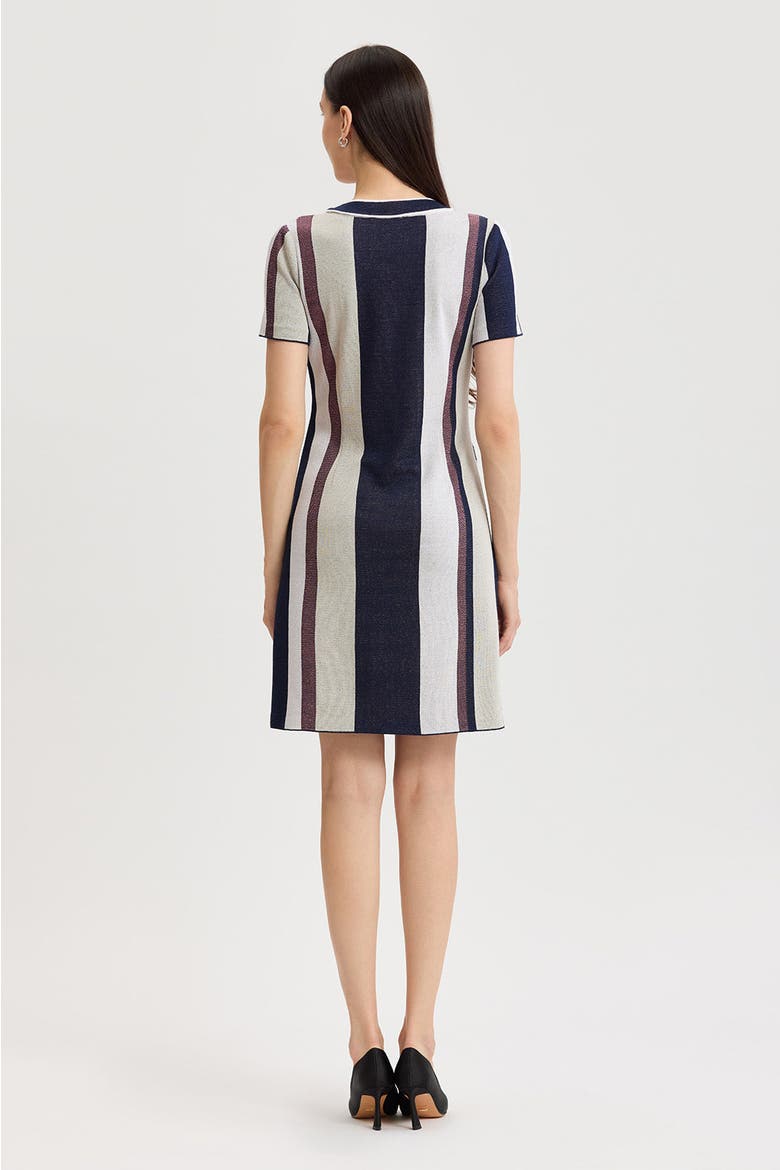 Button-Front Striped Soft Knit Dress, Alternate, color, Plumeria/Indigo