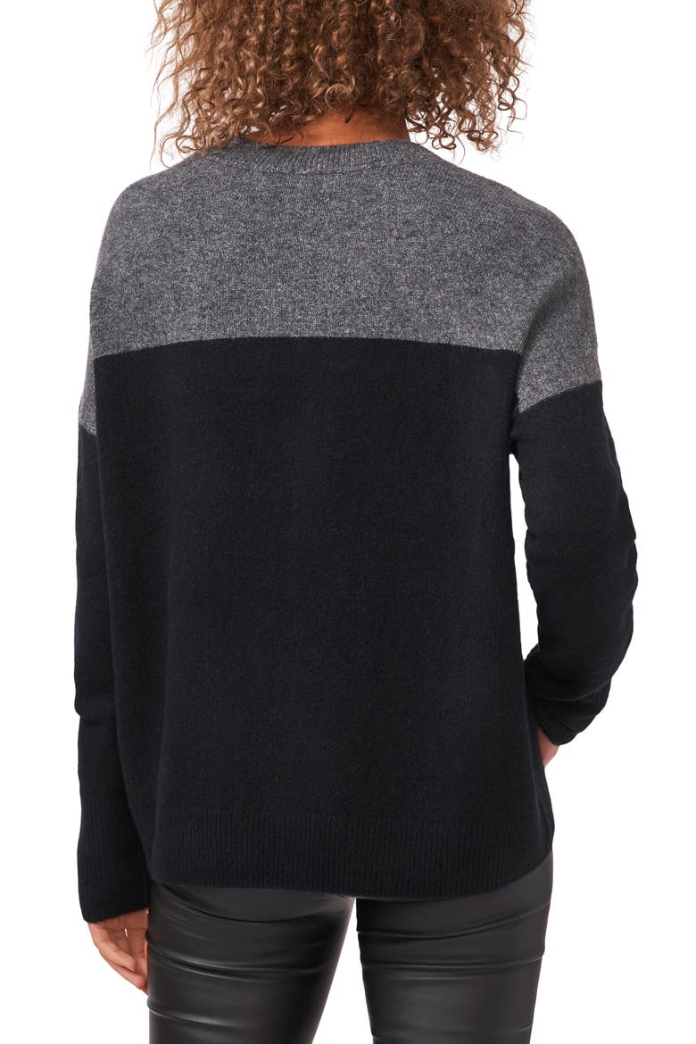 Extended Shoulder Colorblock Sweater, Alternate, color, RICH BLACK