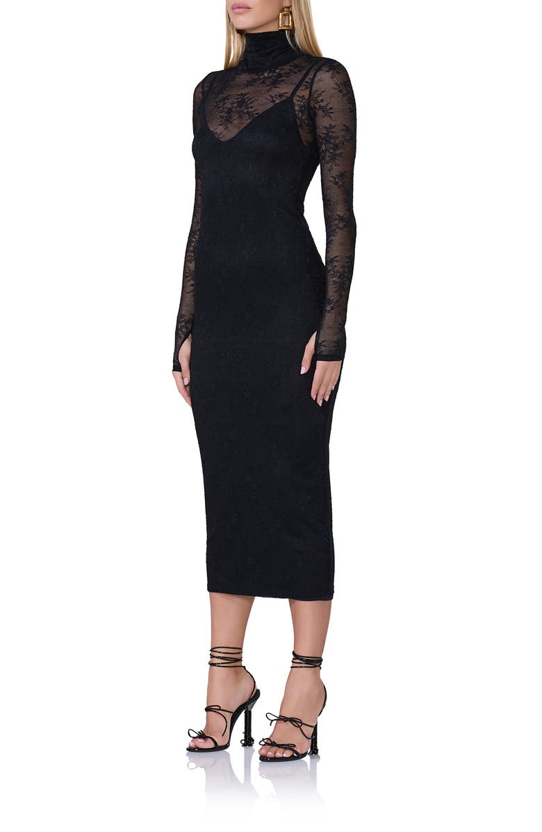 AFRM Shailene Long Sleeve Turtleneck Lace Dress, Alternate, color,