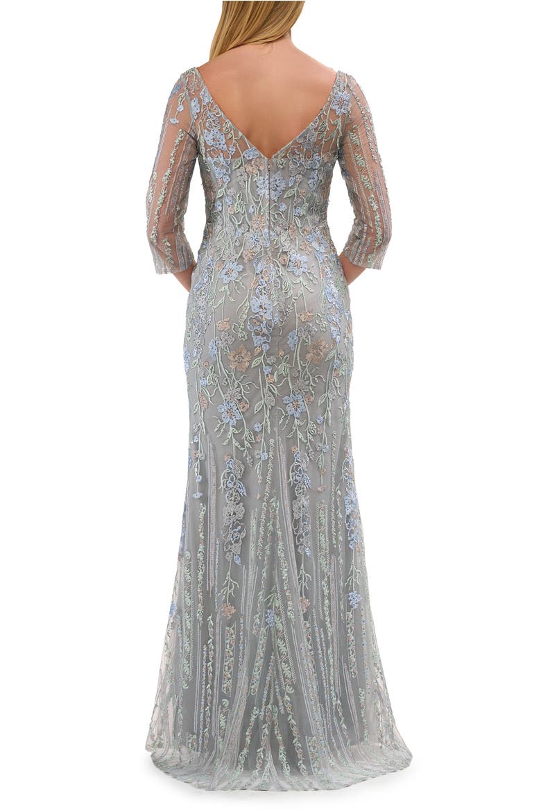Long Mother of the Bride Dress with Colorful Lace Design, Alternate, color, Light Blue