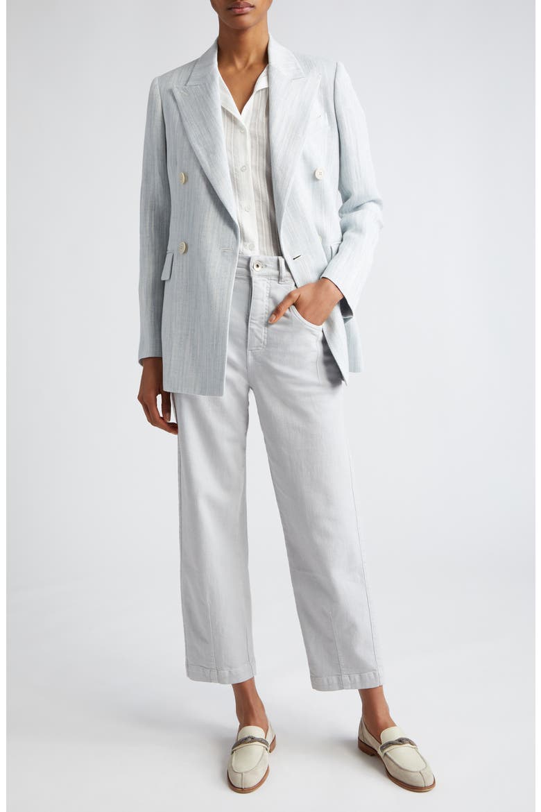 Textured Linen Blend Blazer, Alternate, color, BABY BLUE
