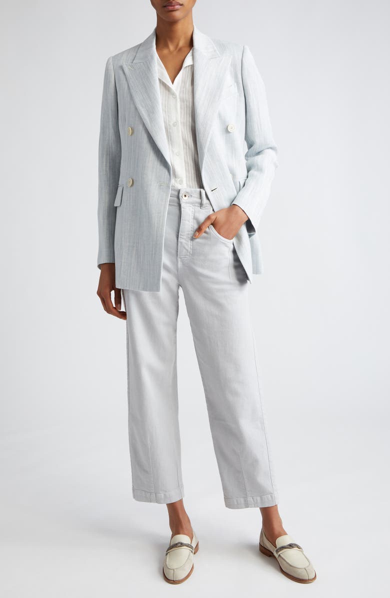 Eleventy Textured Linen Blend Blazer, Alternate, color, Baby Blue