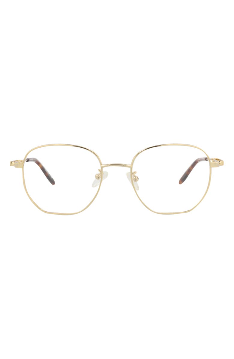 McQueen 52mm Round Sunglasses, Main, color, Gold Gold Transparent