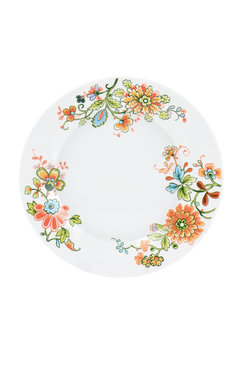 Elama Spring Bloom 16 Piece Round Porcelain Dinnerware Set, Alternate, color, White