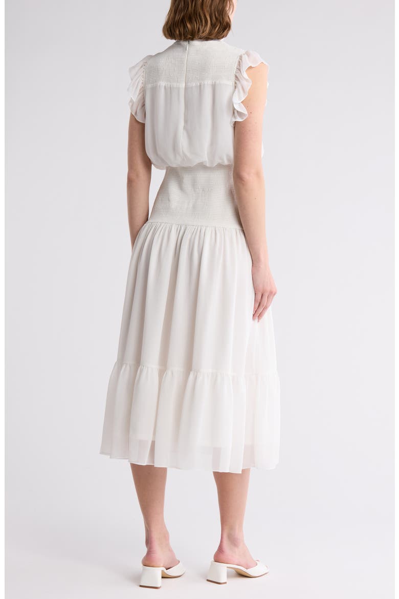 Smocked Flutter Sleeve Dress, Alternate, color, WHITE