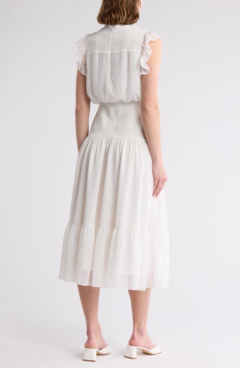 AREA STARS Smocked Flutter Sleeve Dress, Alternate, color, White