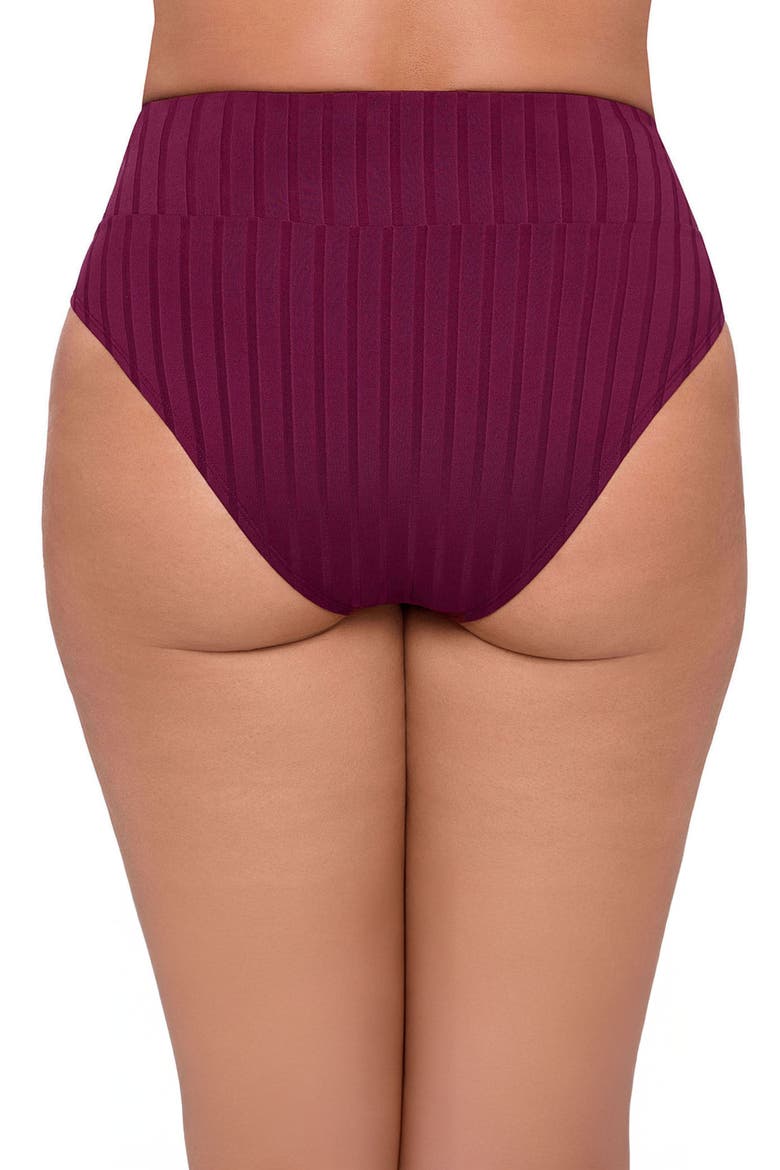 Smoothing and Sculpting Wide Ribbed Ultra High Waist Banded Swim Bottoms, Alternate, color, Cherry Mocha Wide Rib