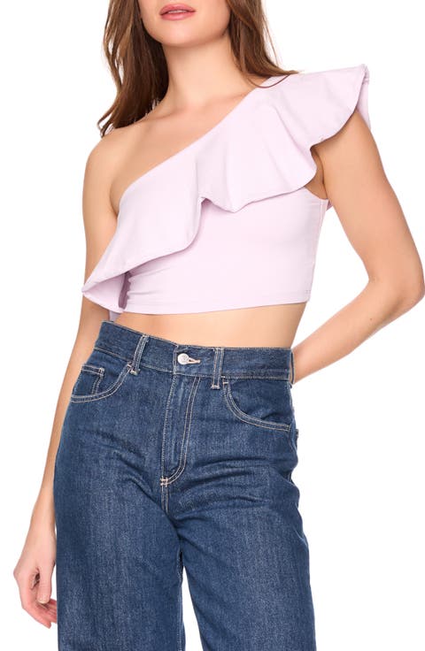 Flutter One-Shoulder Crop Top