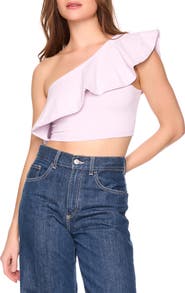 Susana Monaco Flutter One-Shoulder Crop Top