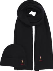 Polo Ralph Lauren Pony Merino Wool Hat & Scarf Set