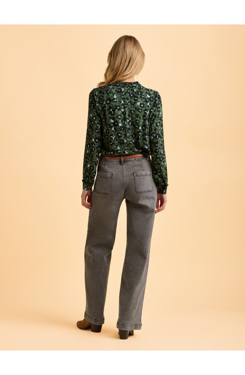 Brakeburn Mylla Long Sleeve Leopard Print Shirt, Alternate, color, Green