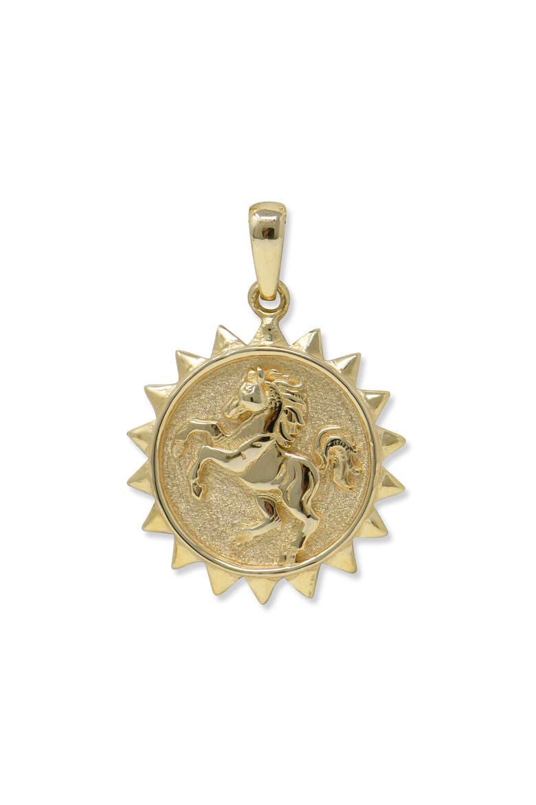 Aztec Year of the Horse 14K Gold Medallion, Main, color, YELLOW GOLD