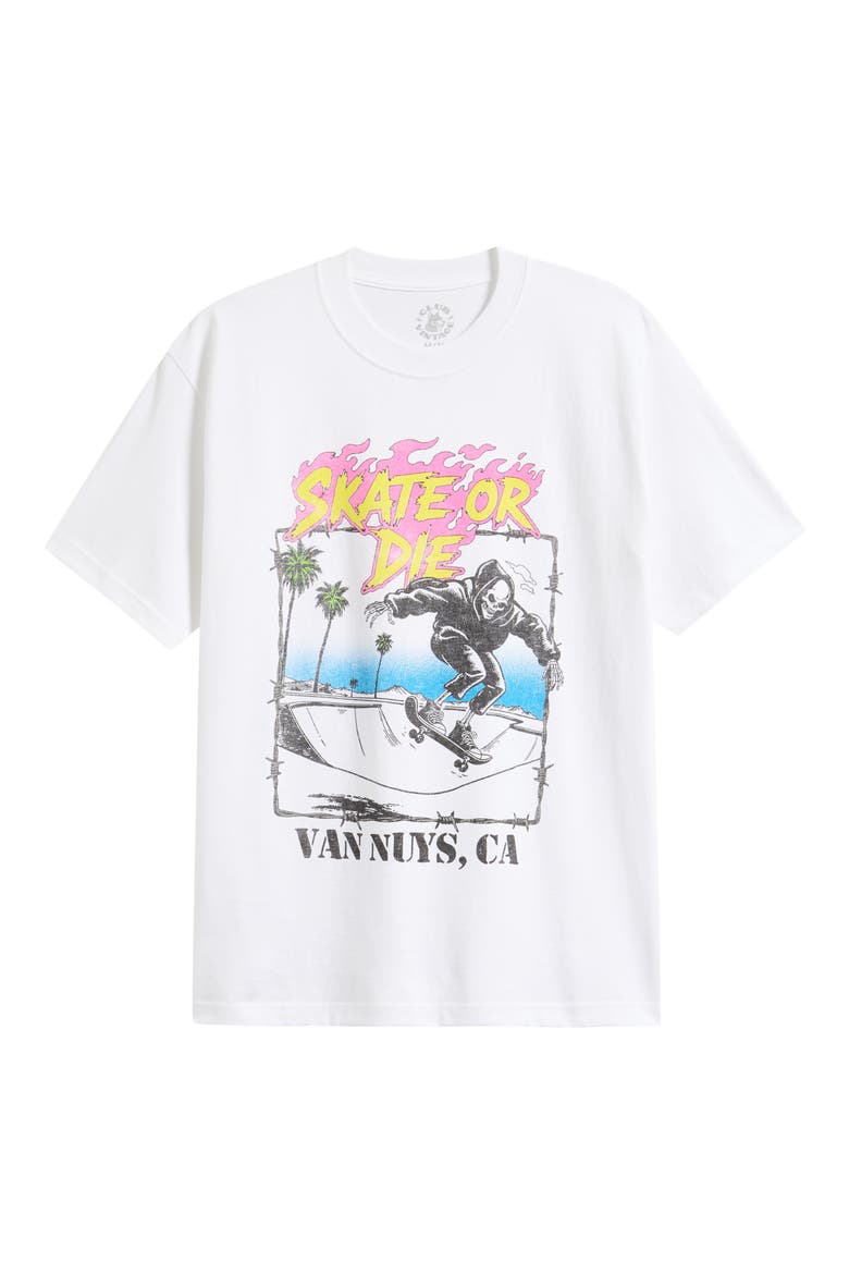 Skate or Die Cotton Graphic T-Shirt, Main, color, WHITE