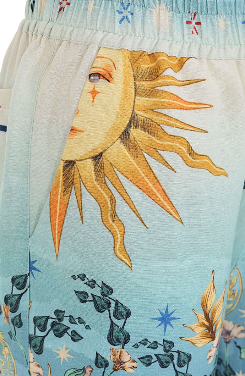 Agua Bendita Watts Solstice Print Cover-Up Shorts, Alternate, color, Blue