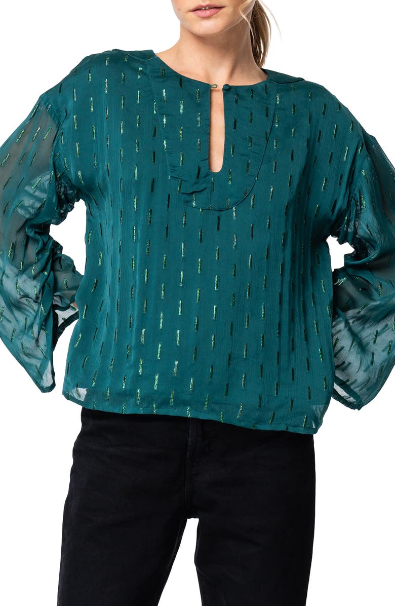 CIEBON Olivie Metallic Fleck Top, Alternate, color, Olive Green