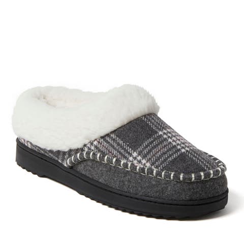 Nyla Felted Plaid Moccasin Toe Clog Slipper (Women)