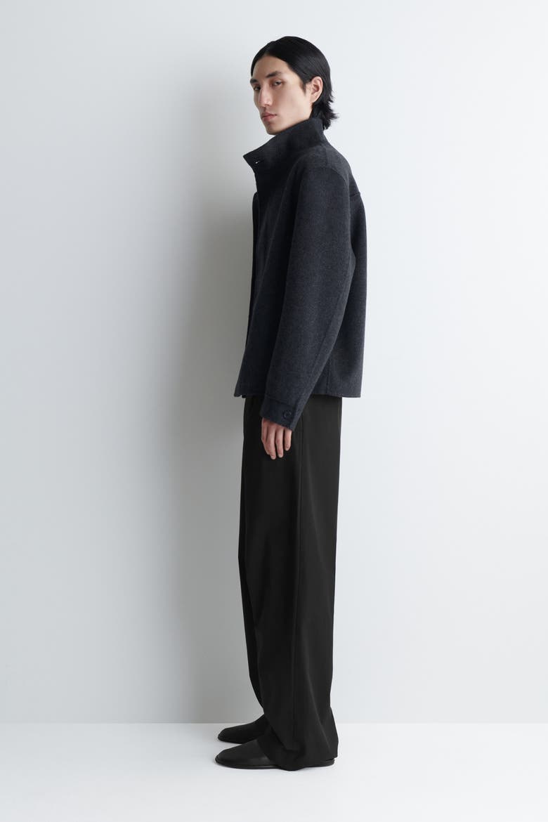 Double-Faced Wool Mock-Neck Jacket, Alternate, color, CHARCOAL MÉLANGE