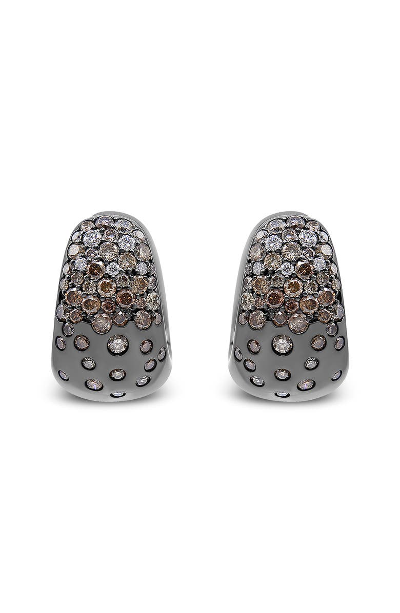 Haus of Brilliance 18K White Gold 2 1/4 Cttw Diamond Huggy Hoop Earring, Main, color, Black