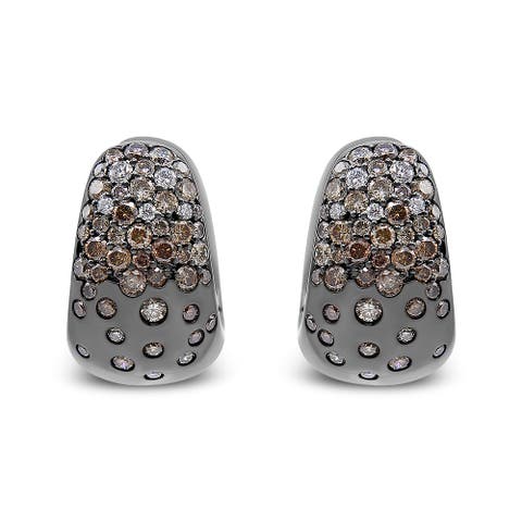 18K White Gold 2 1/4 Cttw Diamond Huggy Hoop Earring