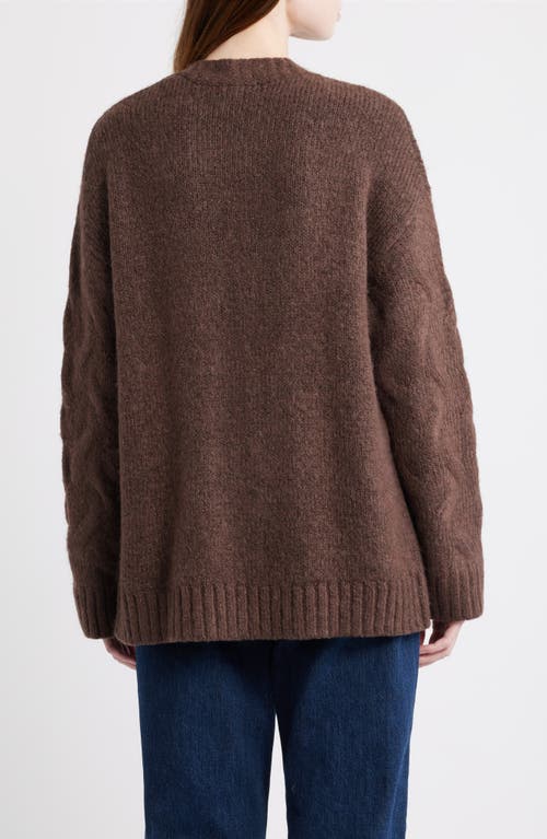 Treasure & Bond Oversize Cable Stitch Cardigan In Brown
