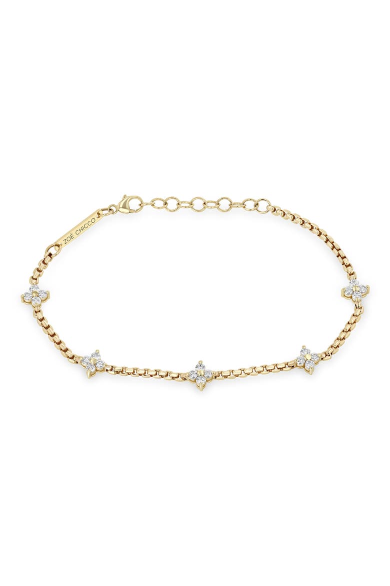 14K Gold Diamond Station Bracelet, Alternate, color, 14K YELOW GOLD