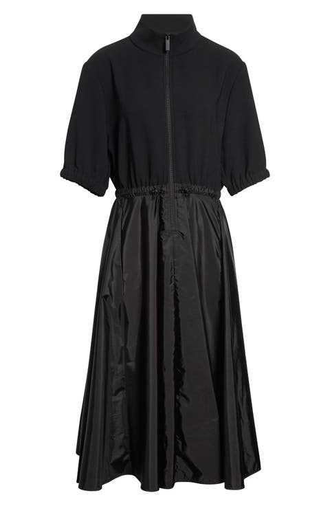 Mixed Media Technical Midi Shirtdress