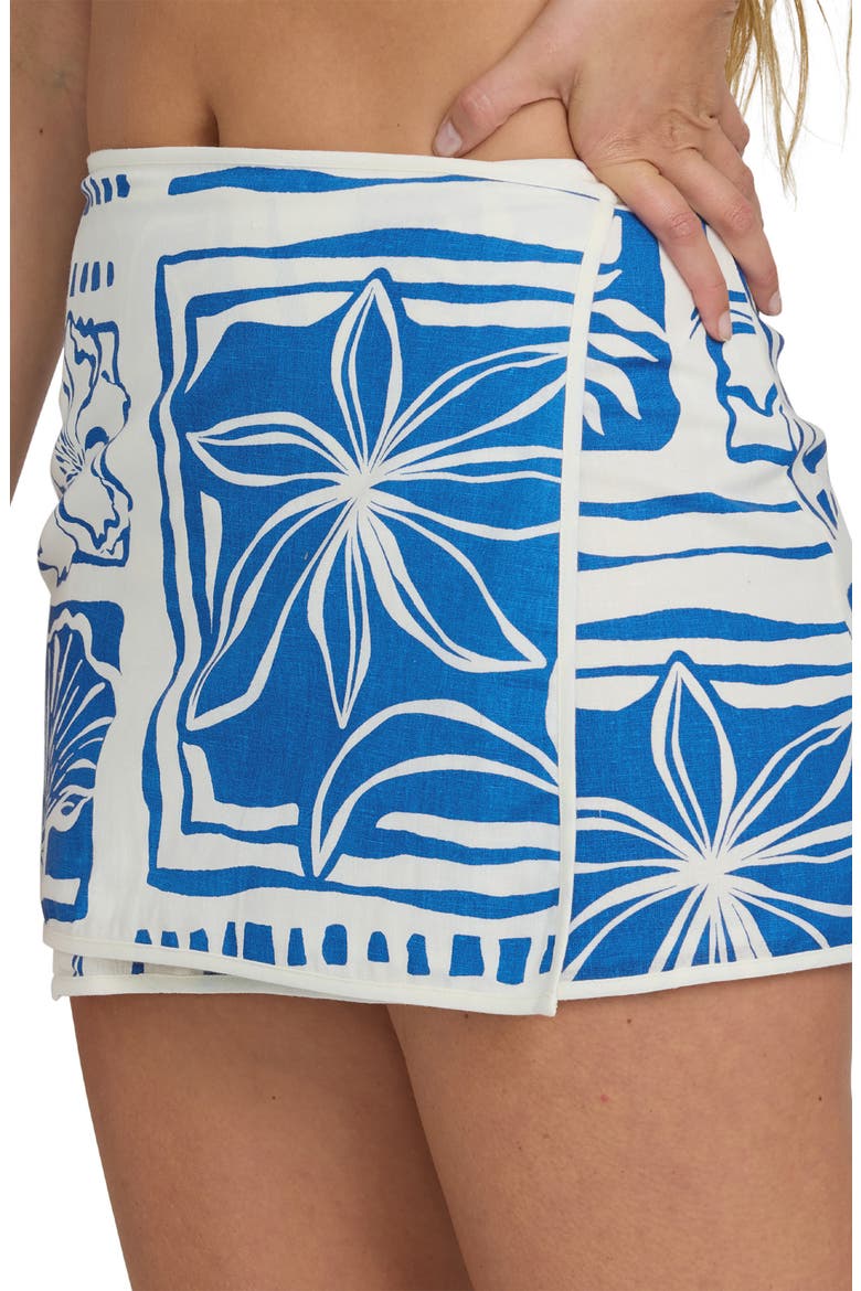 Sea Glow Cotton & Linen Miniskirt, Alternate, color, TRUE BLUE
