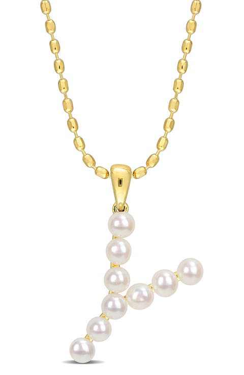 3.5-4mm Freshwater Cultured Pearl Initial Pendant Necklace