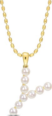 DELMAR 3.5-4mm Freshwater Cultured Pearl Initial Pendant Necklace