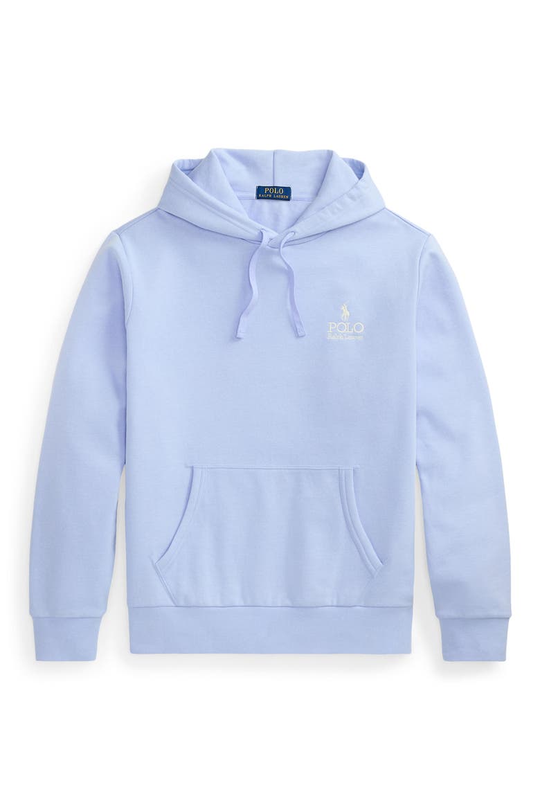 Logo Embroidered Fleece Hoodie, Alternate, color, PEBBLE BLUE