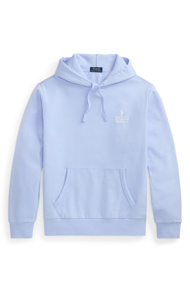 Polo Ralph Lauren Logo Embroidered Fleece Hoodie, Alternate, color, Pebble Blue