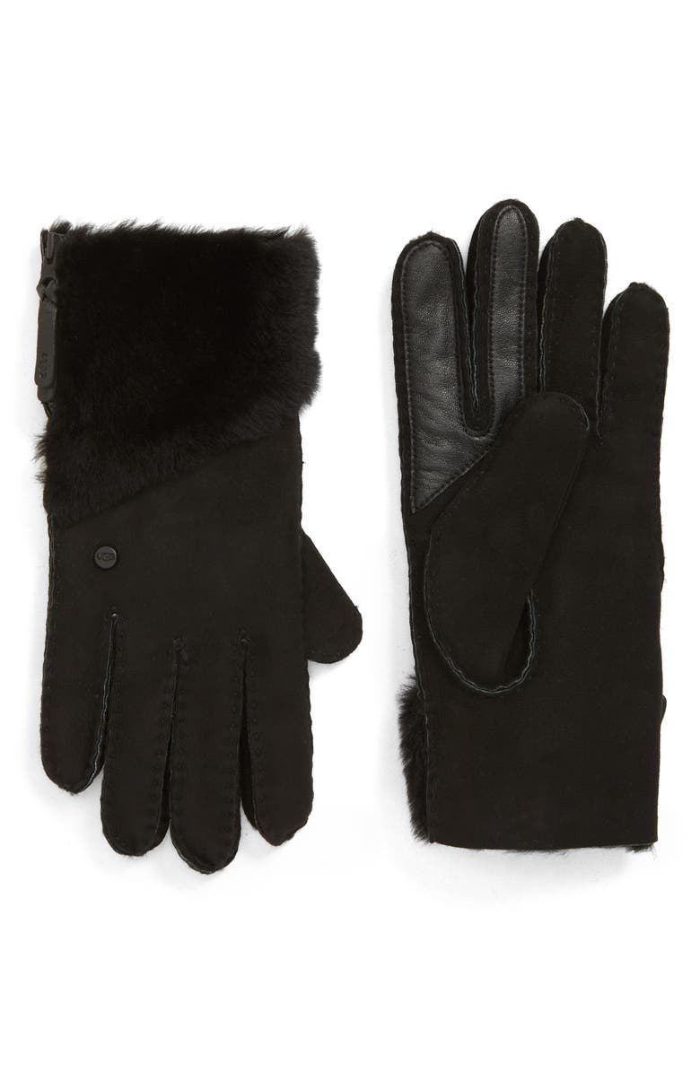 UGG<sup>®</sup> Zip Genuine Shearling Gloves, Main, color, 