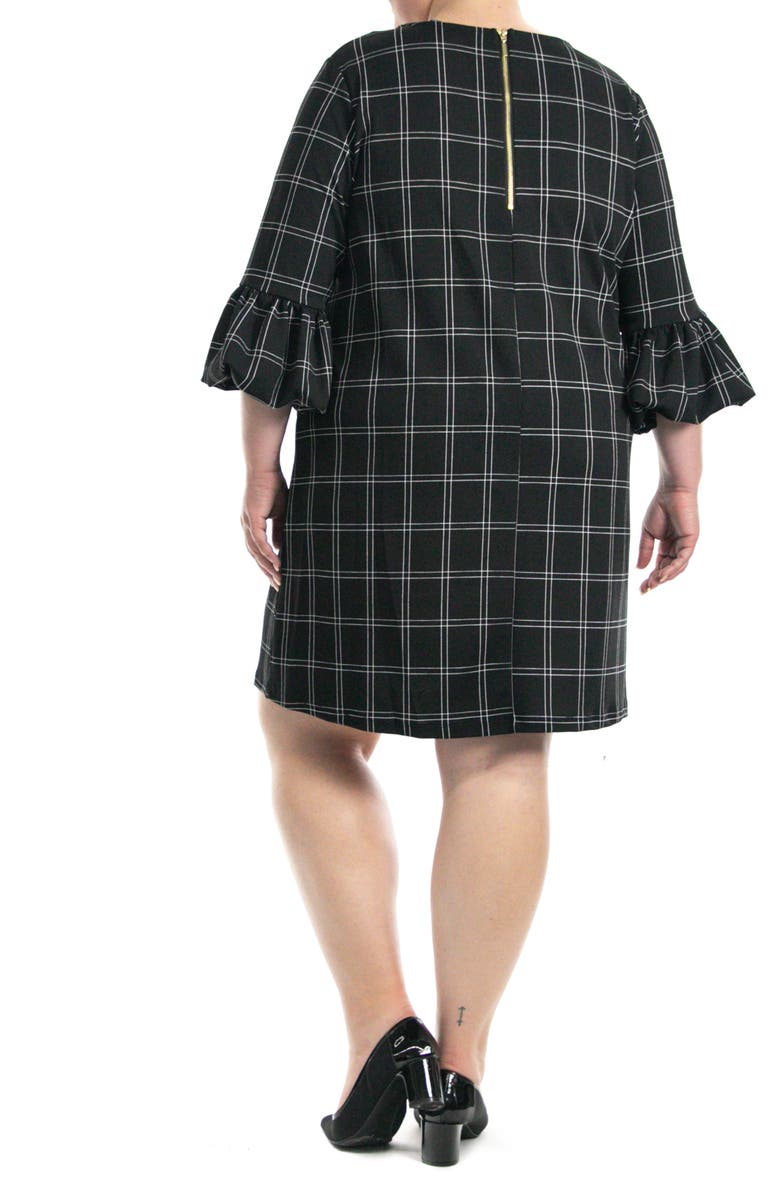 Nina Leonard Scuba Plaid Shift Dress, Alternate, color, 