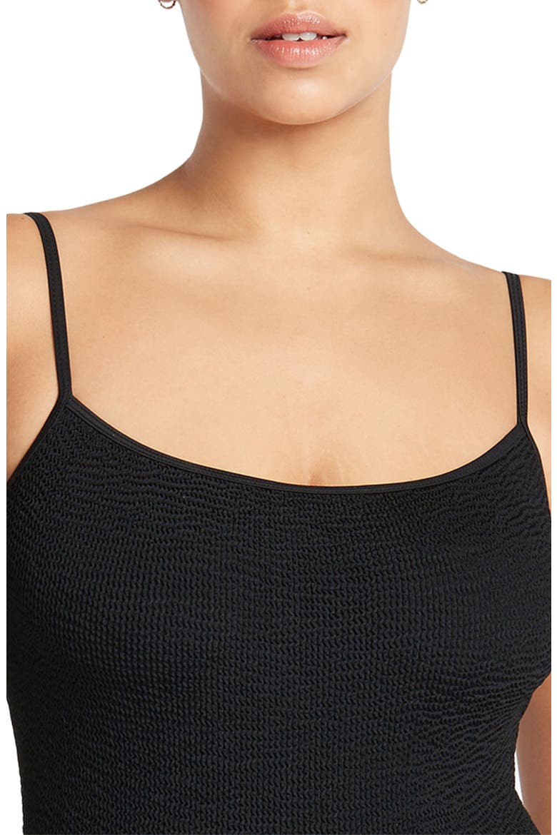 Low Palace Textured Open Back One-Piece Swimsuit, Alternate, color, BLACK