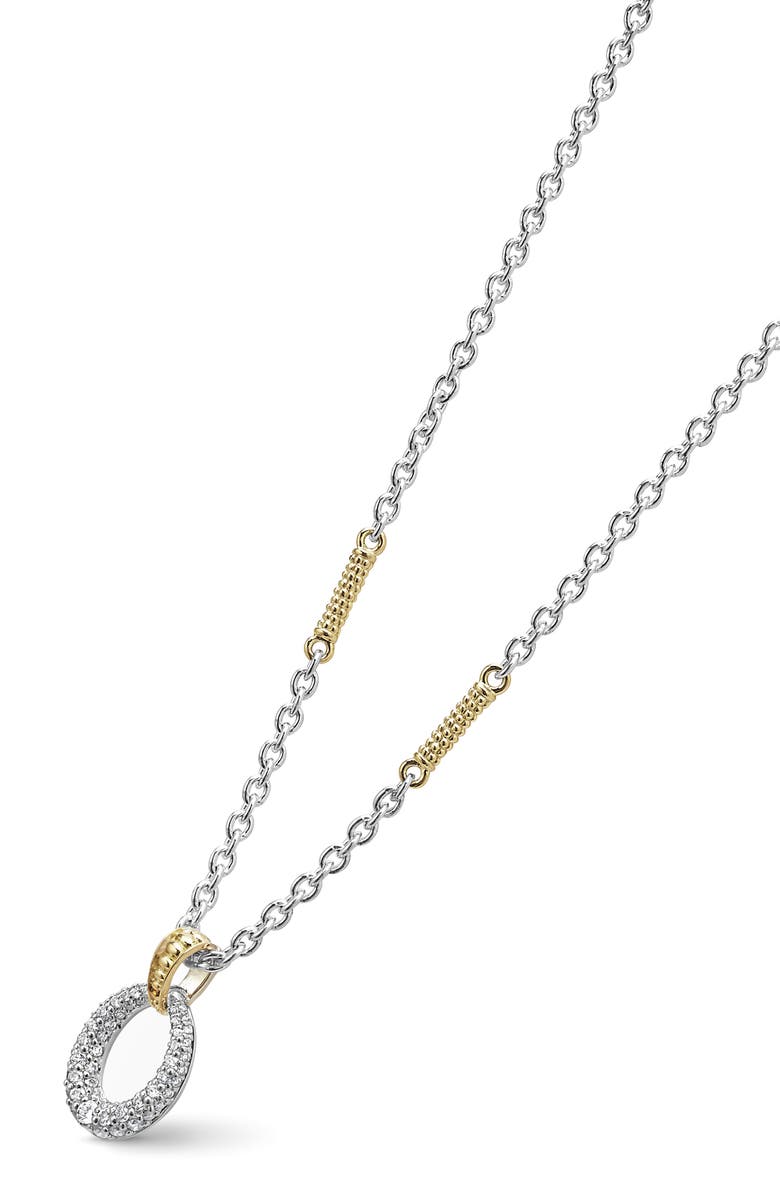 LAGOS Caviar Luxe Diamond Pavé Pendant Necklace, Alternate, color, Gold