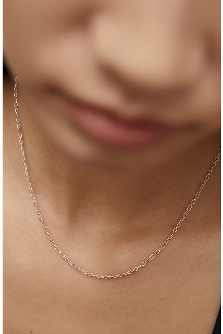 Textured Link Chain Necklace, Alternate, color, STERLING SILVER
