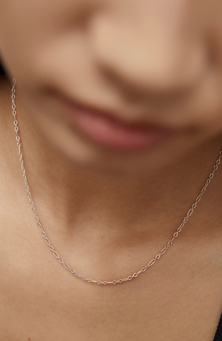 Monica Vinader Textured Link Chain Necklace, Alternate, color, Sterling Silver