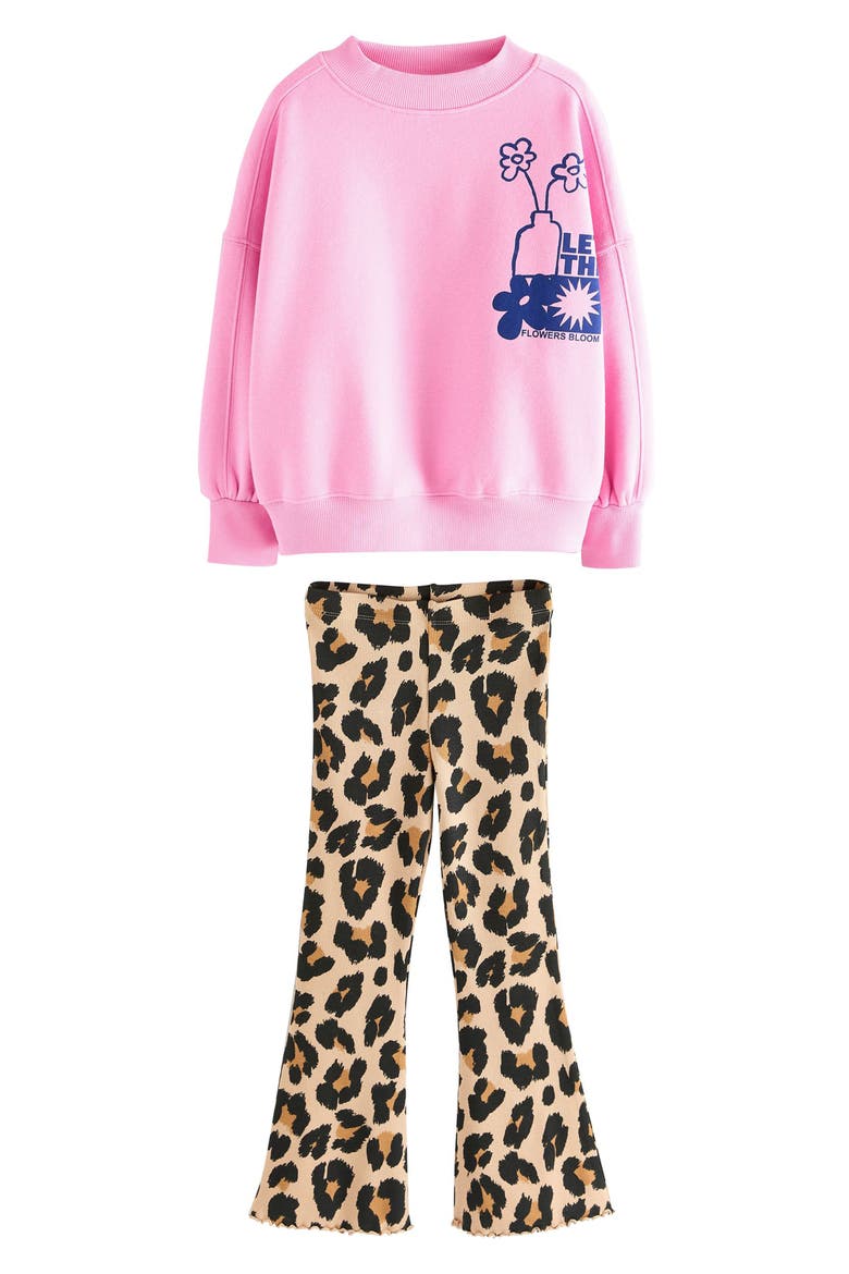 Kids' Crewneck Sweatshirt & Flare Leggings Set, Main, color, MULTI
