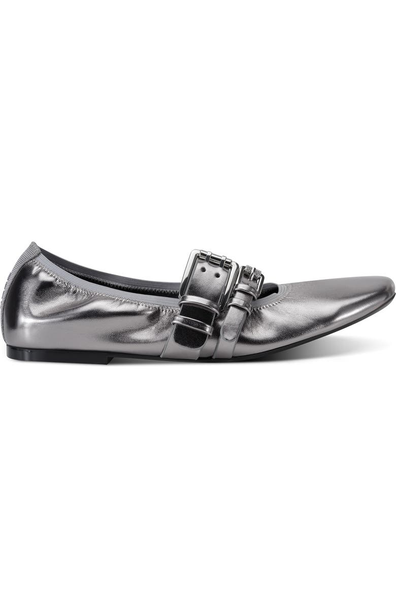 DKNY Dade Buckle Strap Ballet Flat, Alternate, color, Nickel